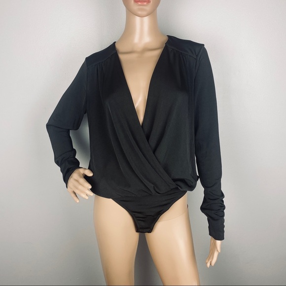 NEW FREE PEOPLE BLACK LONG SLEEVE BODYSUIT - Picture 3 of 9